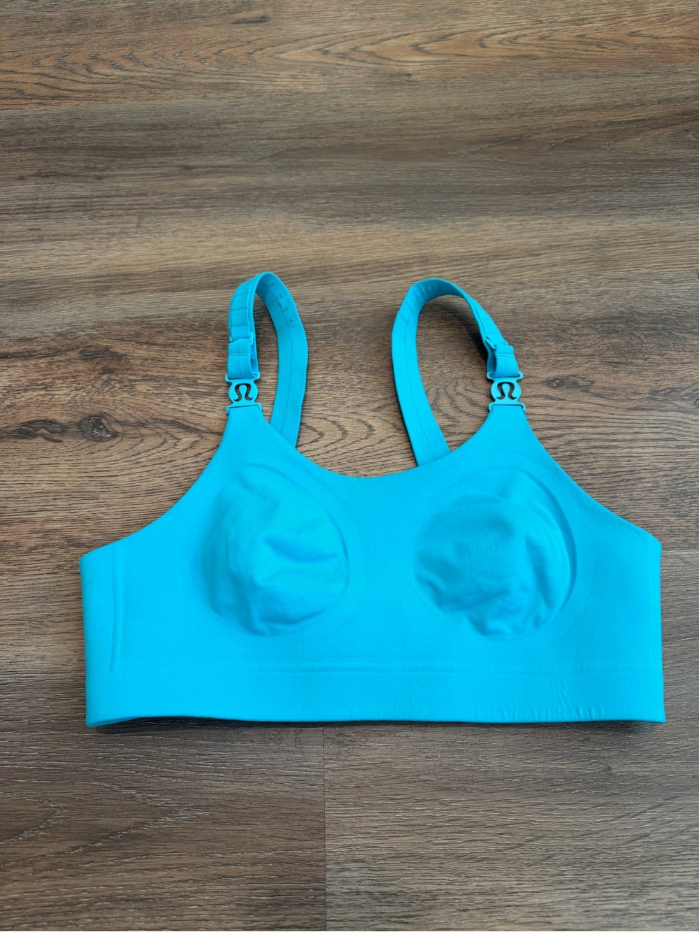 Lululemon Booby Bracer Vintage Sports Bra Spry Blue Adjustable Lined Size 34C